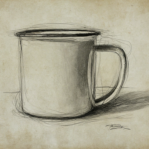 pencil sketch of a mug