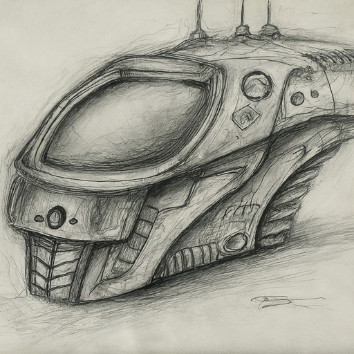 pencil sketch of a futuristic gadget