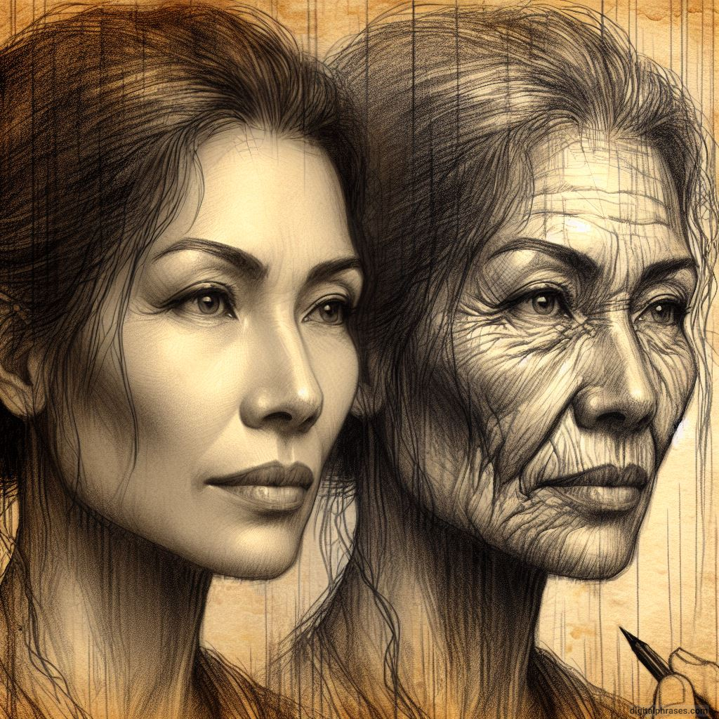 48 Female Character Sketch Ideas | Young + Middle Aged + Old pencil sketch of a former middle aged beauty queen