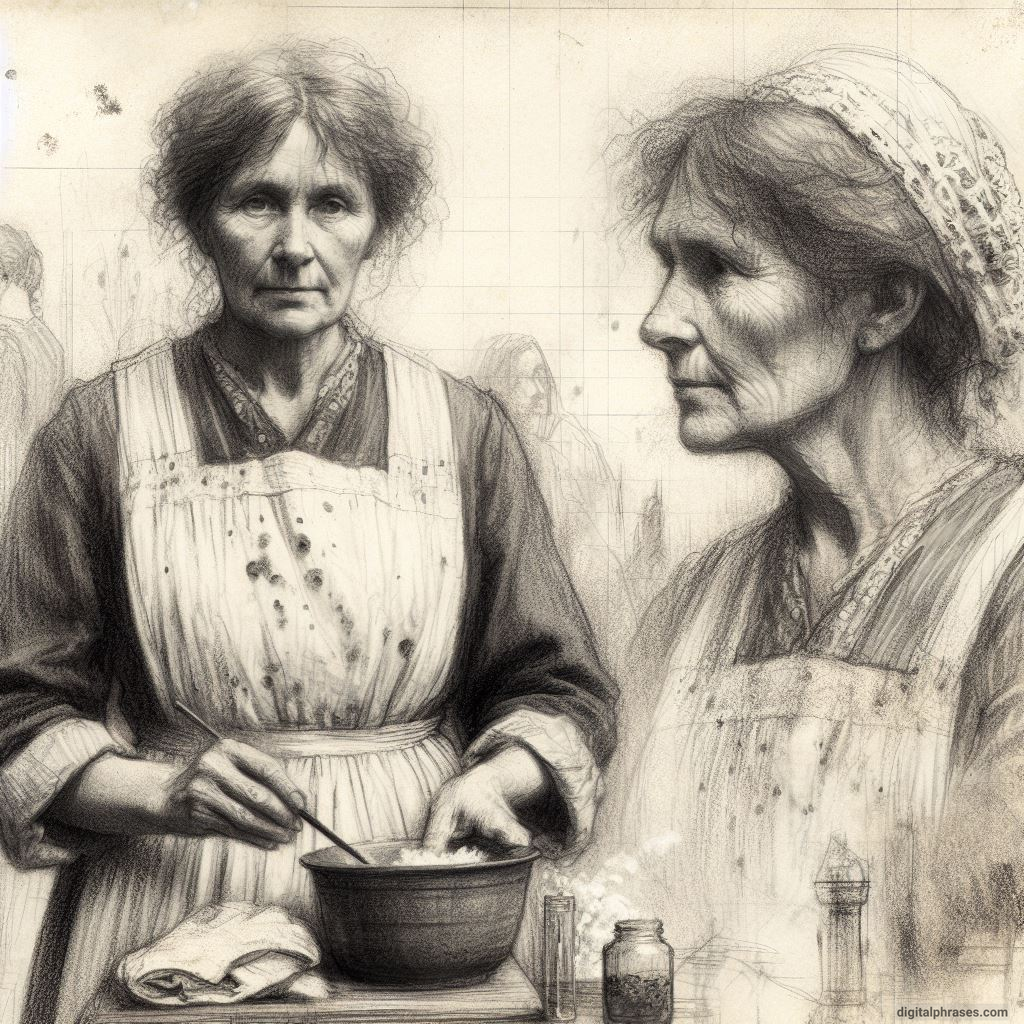 pencil sketch of a middle aged woman