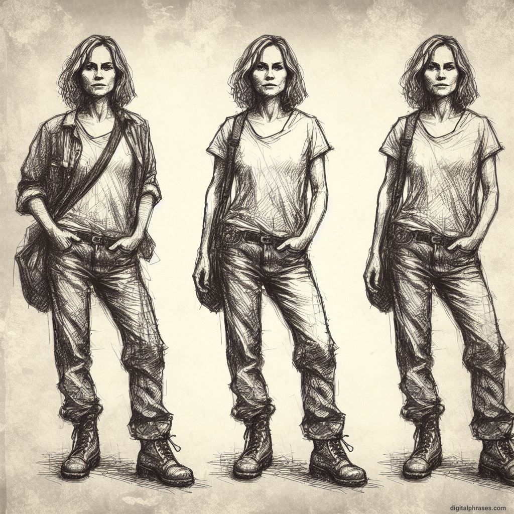 48 Female Character Sketch Ideas | Young + Middle Aged + Old pencil sketch of a woman in a casual attire