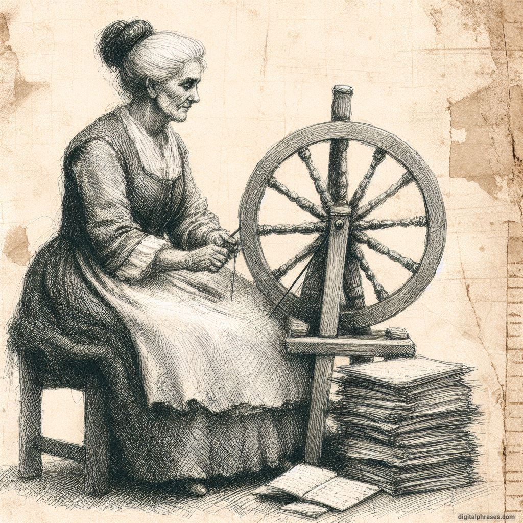 48 Female Character Sketch Ideas | Young + Middle Aged + Old a old woman spinster with a sewing wheel