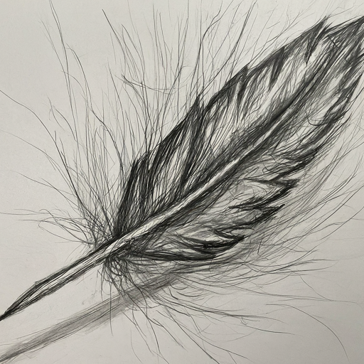 pencil sketch of a feather