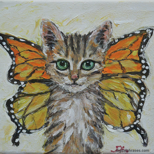 45 Cute Creative Drawing Ideas That Are Super Cool painting of a cat with feathers