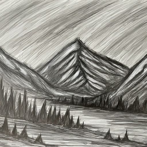pencil sketch of mountains