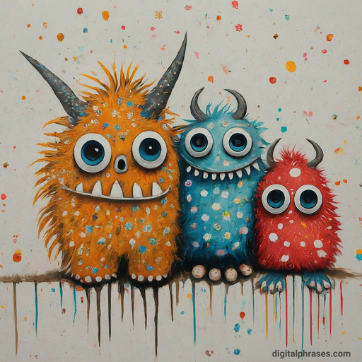 painting of 3 adorable monsters