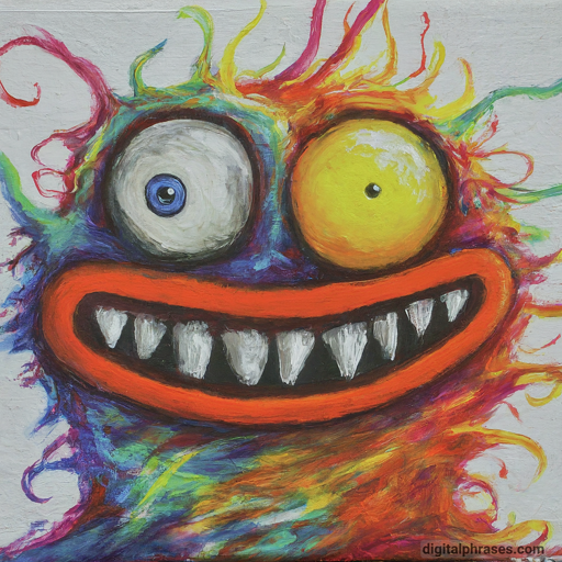 painting of a colorful blob monster