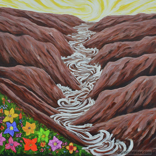 painting of chocolate mountains with a river flowing in between