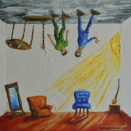 45 Cute Creative Drawing Ideas That Are Super Cool painting of a room with people walking upside down