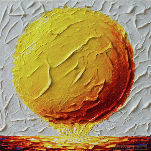 painting of a yellow ball with red edges