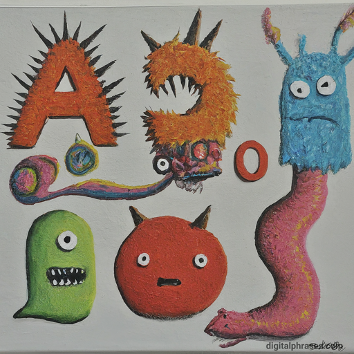 painting of various letters in different shapes