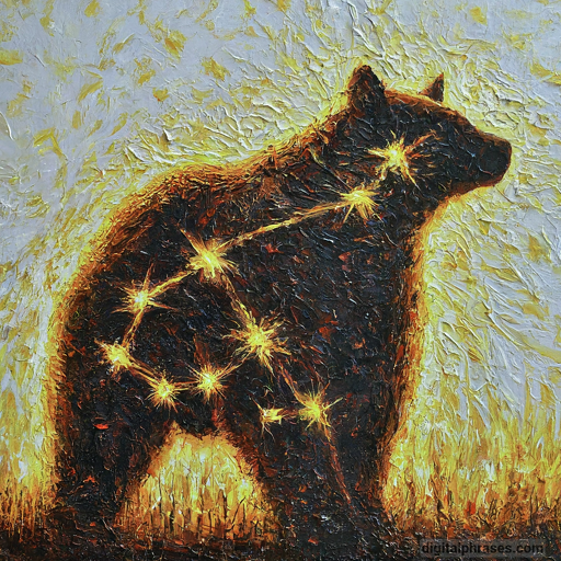 painting of a bear with stars inside it 