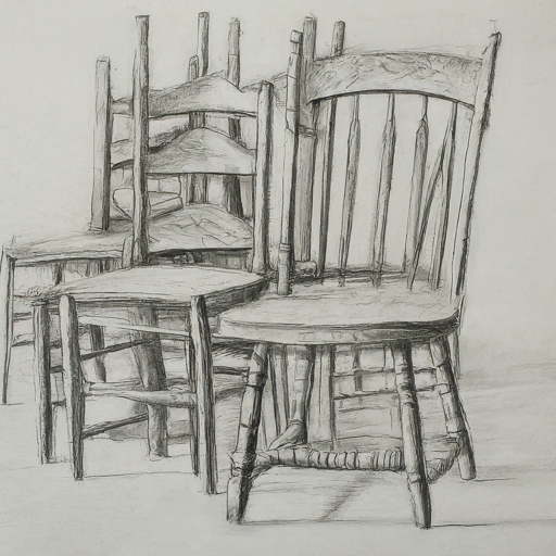 pencil sketch of a bunch of chairs