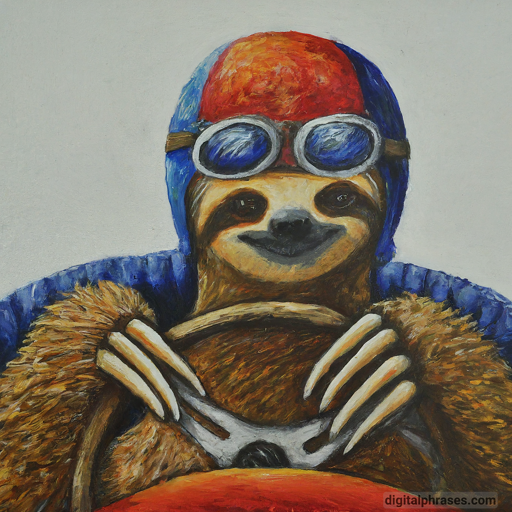 painting of a sloth as a driver