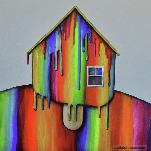 painting of a melting Popsicle in the form of a house