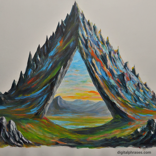 painting of the letter A in the shape of a mountain