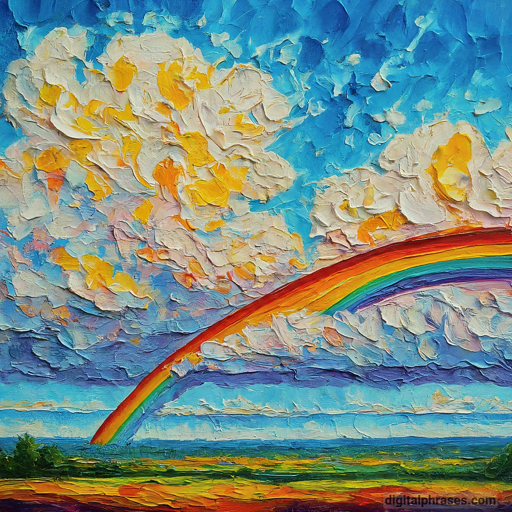 picture of a sunny day with playful clouds and rainbow