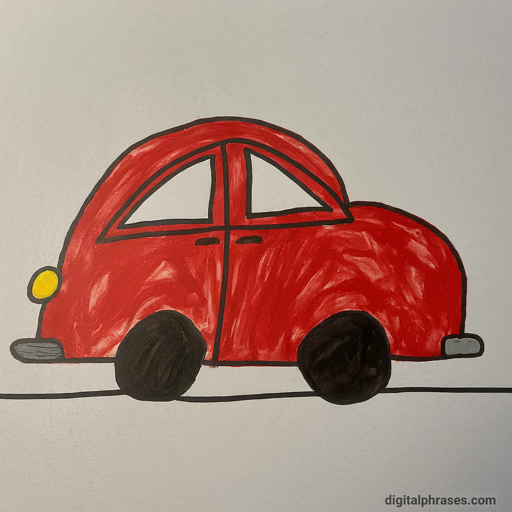 painting of a red car
