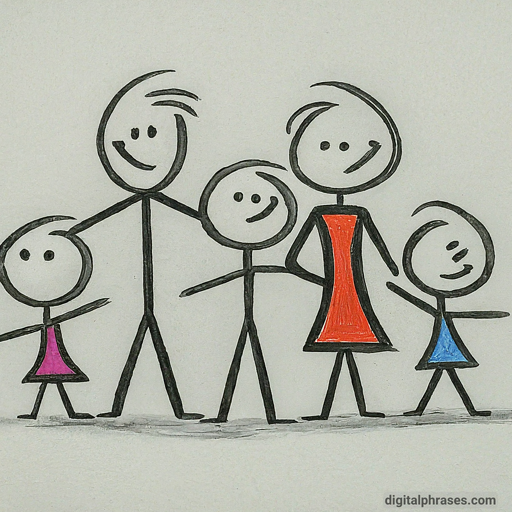 photo of a stick figure family