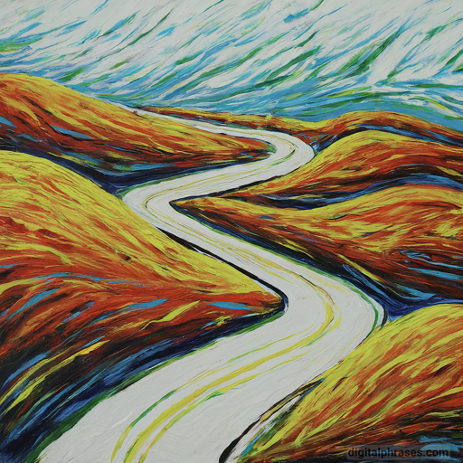 color drawing of a winding road