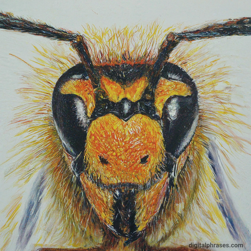 color sketch of the closeup of an bee's face