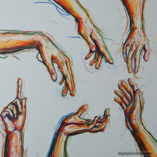 color sketch of random hands