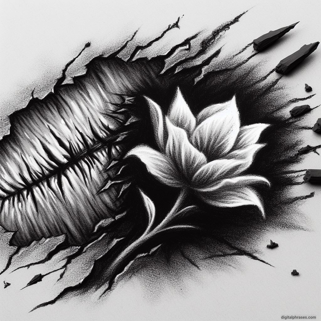 sketch of a flower on a scar
