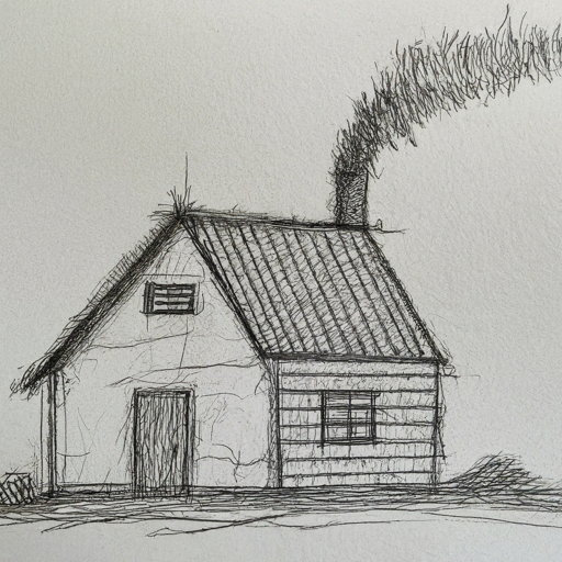 pencil sketch of a simple house