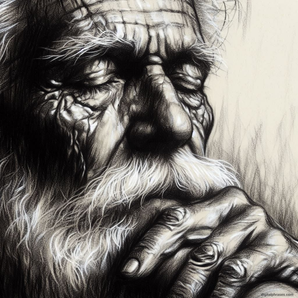 pencil sketch of an old man