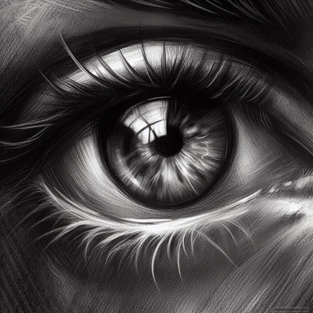 sketch of the closeup of an eye