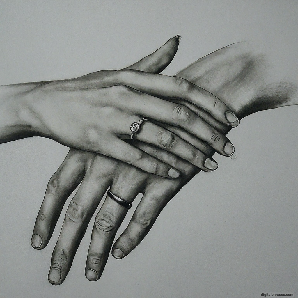 sketch of 2 hands clasped togethed