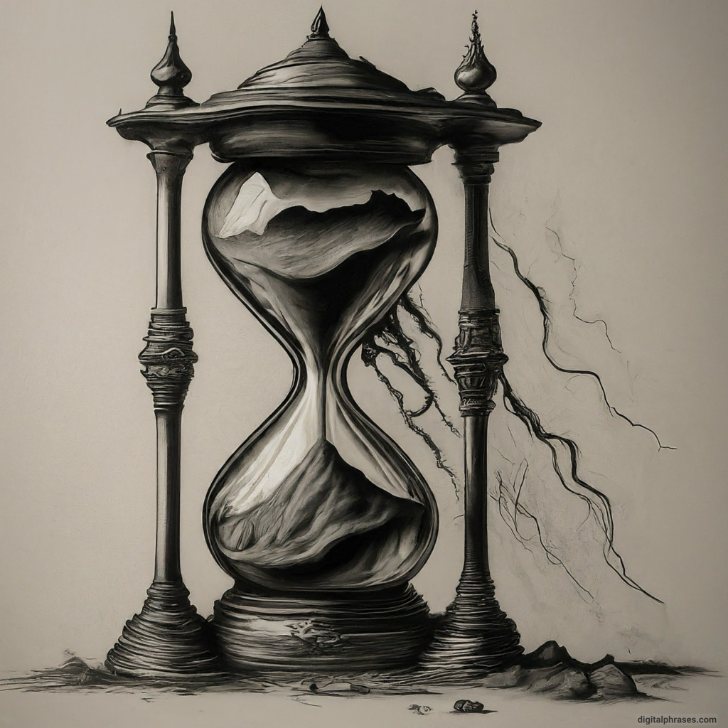sketch of an hourglass with shifting sands