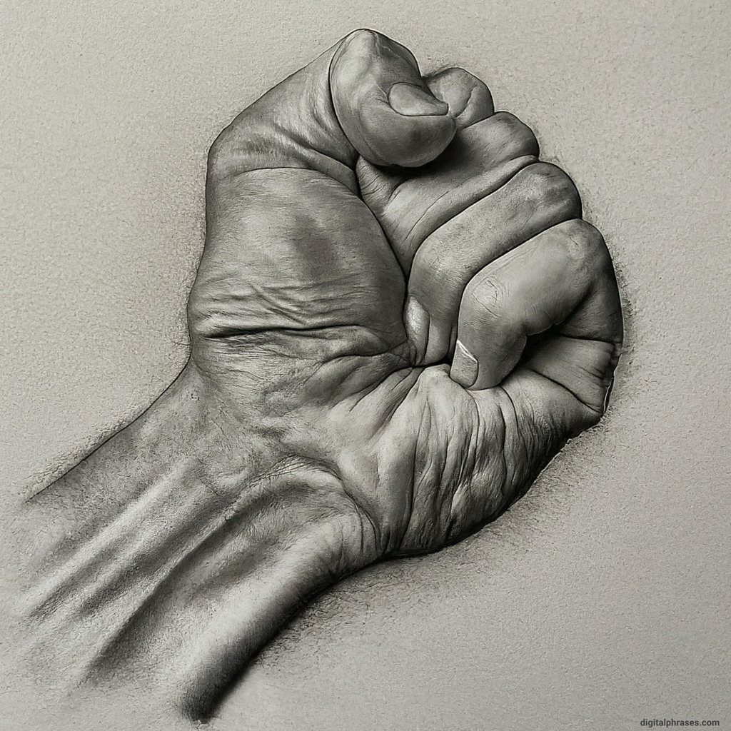 sketch of a closed fist Unclenching
