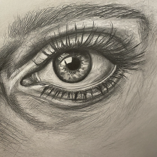 pencil sketch of the closeup of an eye