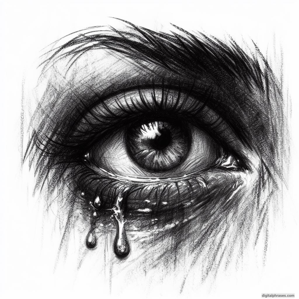 sketch of a tear rolling down a cheek