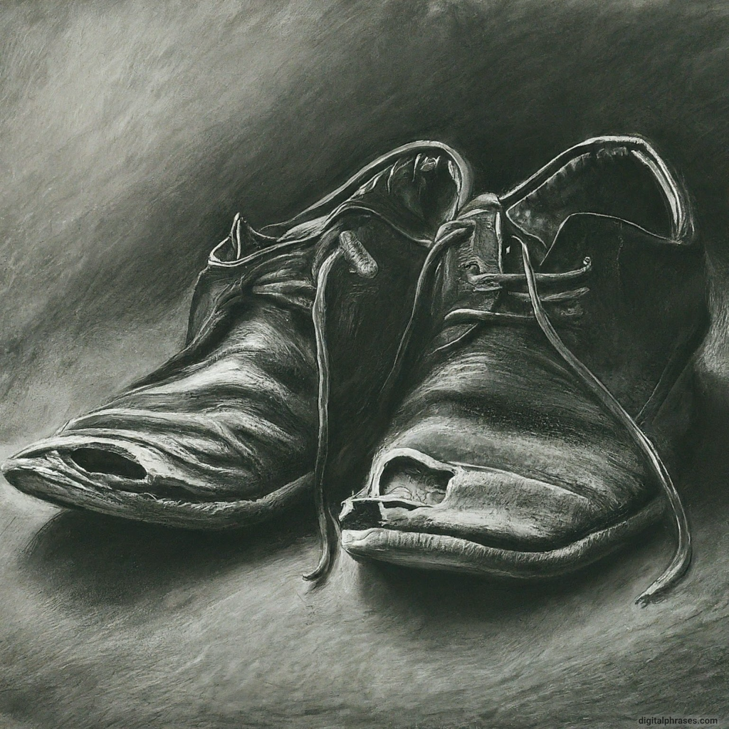 sketch of worn out shoes