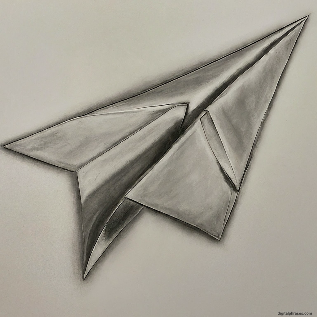 sketch of a paper airplane in flight