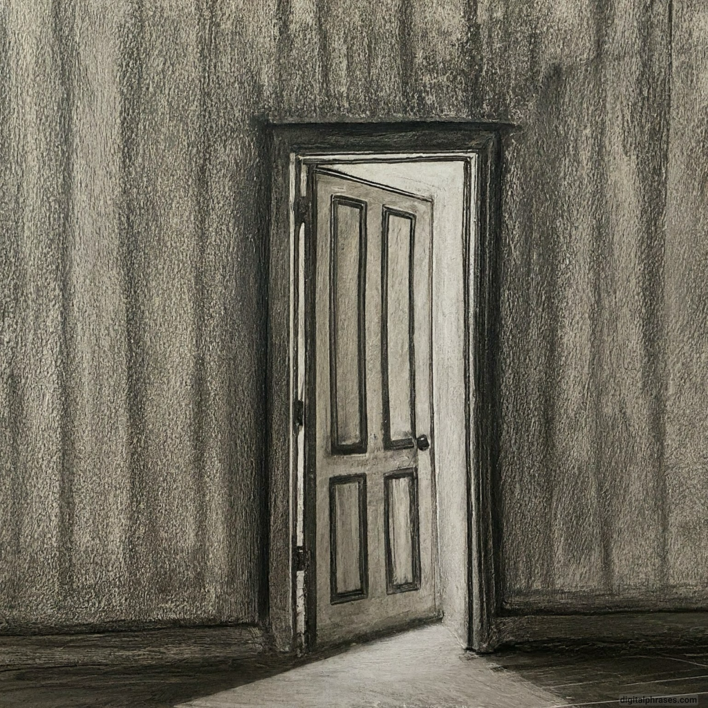 a drawing of a door in a room