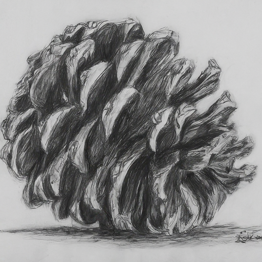 pencil sketch of a pine cone