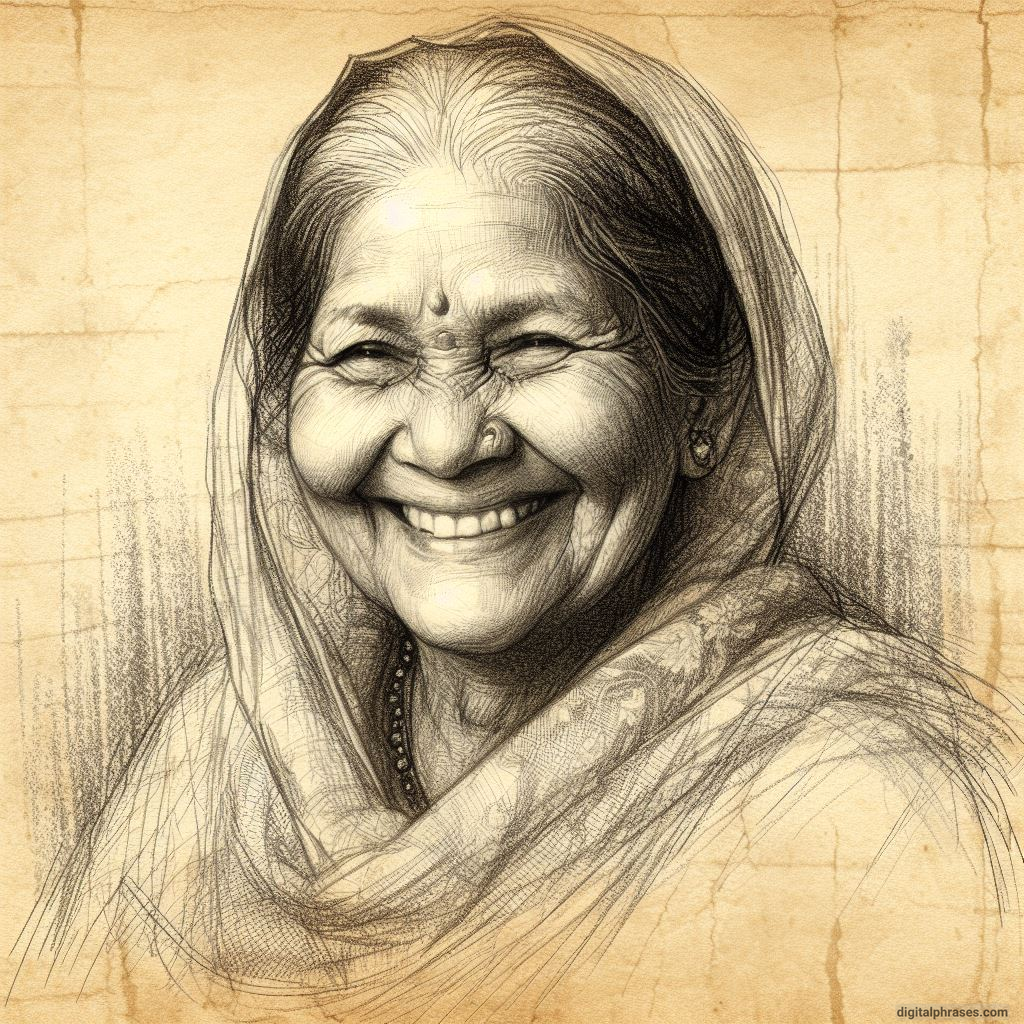 a drawing of a woman smiling