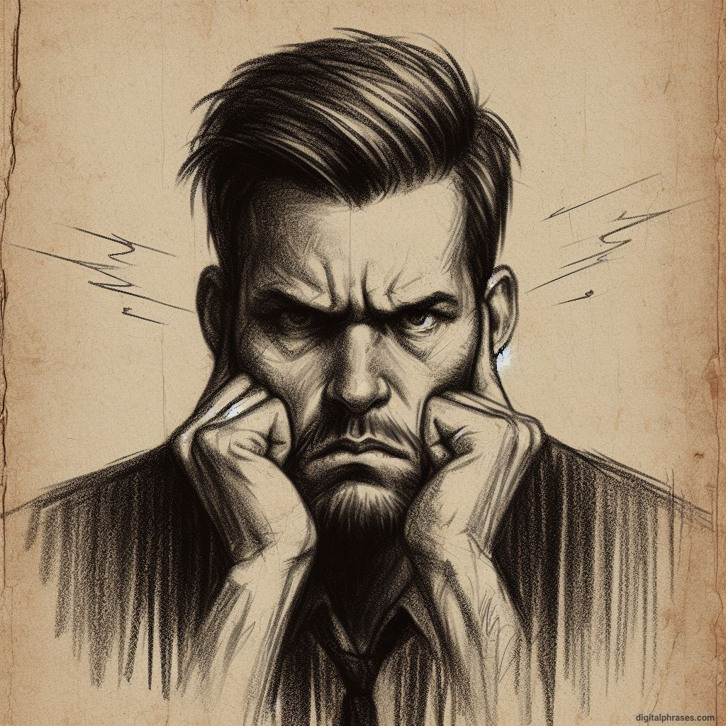 sketch of a frustrated man