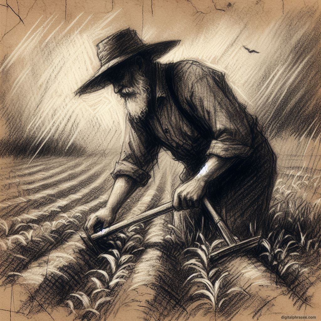 sketch of a farmer at his field