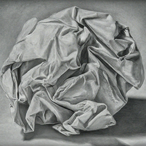 pencil sketch of a crumbled paper
