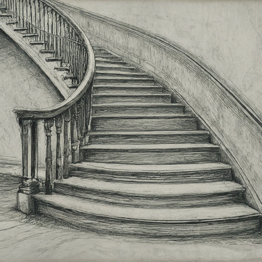 pencil sketch of a staircase