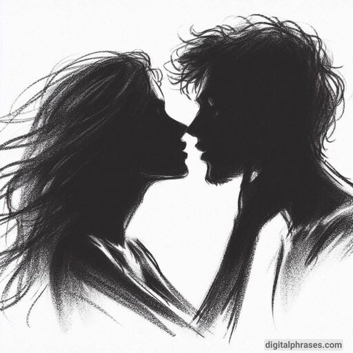 drawing of a couple about to kiss