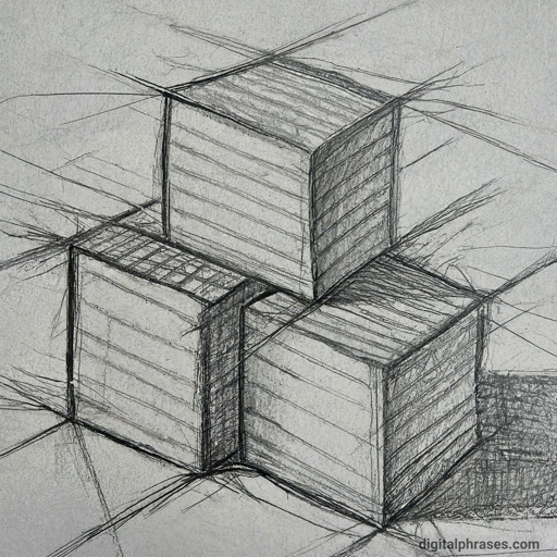 sketch of a stack of cubes in perspective