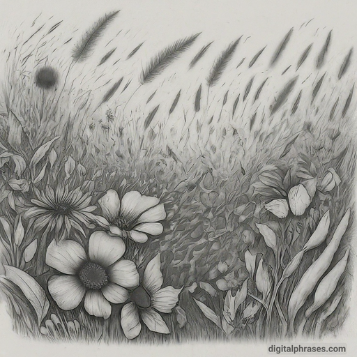 sketch of a field of flowers
