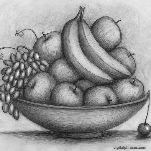 sketch of a bowl of fruit