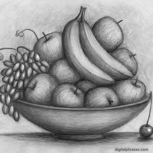 48 Easy Drawing Ideas sketch of a bowl of fruit
