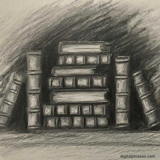 drawing of a pile of books